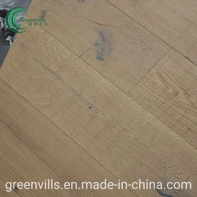 Character Grade 3-Ply Wood Flooring, Saw Marked European White Oak Veneer Real Wood Flooring