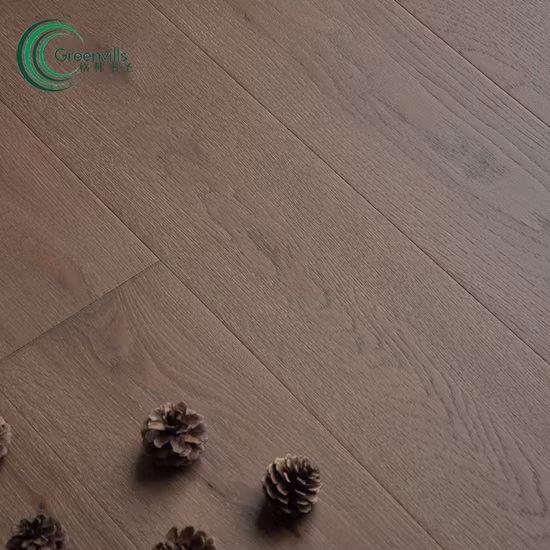Piso de madera de roble cepillado claro ahumado color marrón gris Pisos de parquet de madera maciza